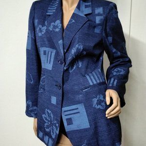 Vintage Sportempos Women Summer Blazer Size 12 Royal Blue Navy 006